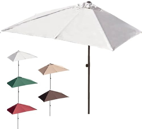 ZYXQQJ Halbrundschirm Balkonschirm Marktschirm Halb-Sonnenschirm Mit Kurbel Terrasse Halbschirm Sonnenschutz Für Garten Schwimmbäder(Off-White,250x130cm)