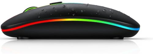 Wireless Mouse Bluetooth & 2.4GHz Dual Mode, Rechargeable RGB Gaming Mouse for PC Laptop Mac, Silent Click, Ergonomic Glossy Black, Compatible with Windows, Mac, PS4, PS5, Tablets