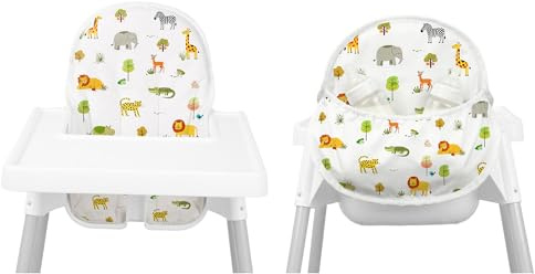 Lomgwumy Für IKEA Hochstuhlkissen, Für Antilop-Kissen, Mit Stuhltasche, Für IKEA Antilop Hochstuhl, Baumwolle, rutschfest, Weich, Baby Sitzen Bequemer (Waldtiermuster)