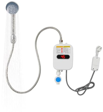 Elektrischer Durchlauferhitzer mit Leckageschutz, 30-60℃, Durchlauferhitzer, Elektrischer Warmwasserbereiter mit Handbrause, für die Küche, zum Waschen und Baden Geeignet
