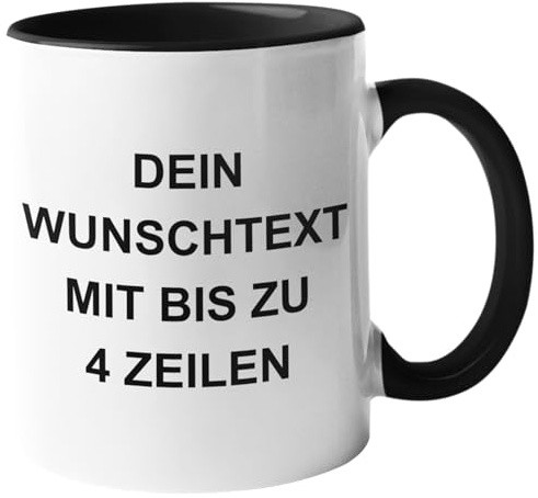 Wunschtext Tasse – Gestalte deine eigene Tasse mit Text | Personalisierte Keramiktasse mit Namen oder Spruch | Verschiedene Schriftarten & Farben | Beidseitig bedruckt | Geschenkidee (Schwarz)