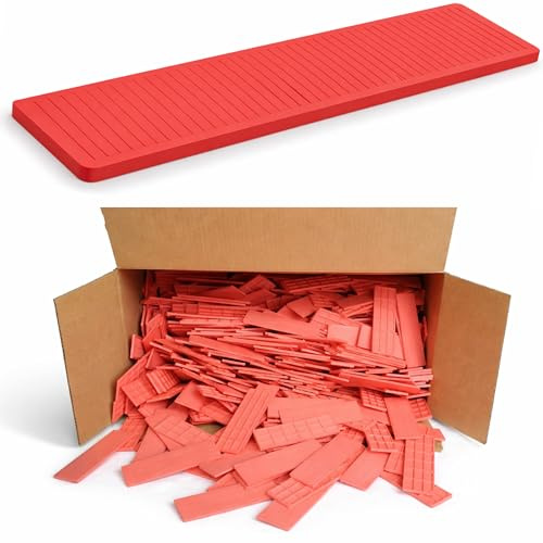 Verglasungsklötze Kunststoff - 30 x 100 mm - Sechs Höhen von 1 bis 6 mm - Abstandhalter - Distanzklötze - Unterlegplatten - Fensterklötze (30mm - 1-6mm - 1000 Stück) (3 mm (Rot))