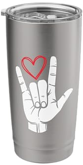 I Love You Sign Language Valentine's Day ASL Heart Stainless Steel Insulated Tumbler