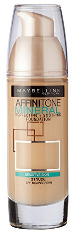 3 x Maybelline Affinitone Mineral Foundation SPF18 30ml - 021 Nude
