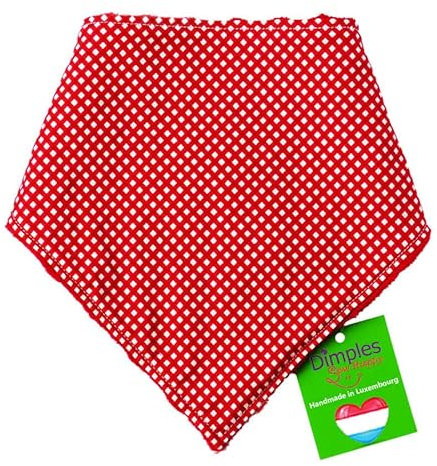 Dimples Hundehalstuch - Rot Weiß Kariert Tracht Oktoberfest - Halstuch für kleine mittlere und Grosse Hunde Welpen und Katzen - Hunde Besitzer Geschenk Wiesn - Handgemachtes Accessoire 30cm