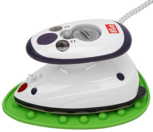 Prym Mini Dampf Bügeleisen Mit SEMPLIX Silikon Ablage (grün) Im Set, Kleines Leichtes Dampf Bügeleisen Für Reise und Zuhause