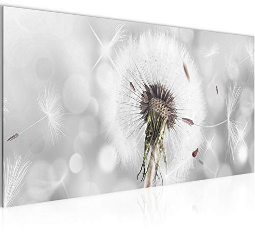 Runa Art Wandbild Pusteblume 1 Teilig 100 x 40 cm Modern Bild auf Vlies Leinwand Natur Wohnzimmer Schlafzimmer Grau 211212a