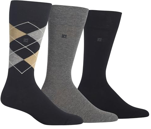 Chaps Men's Assorted Dress Crew Socks with Argyle Fashion (3 Pack), black Shoe Size 6-12/Sock Size 10-13