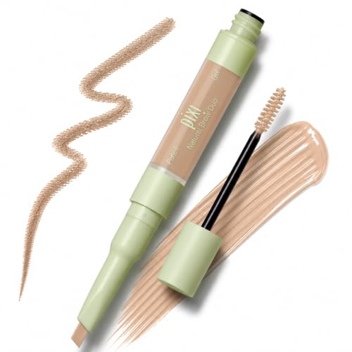 Pixi Natural Brow Duo in Natural Blonde, Dual-Ended Waterproof Brow Pencil and Tinted Setting Gel for Precise Shaping and All-Day Hold, Paraben-Free, 0.2 oz