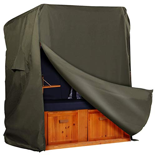 Strandkorb Hanse Schutzhülle Winterfest aus 600 D Oxford Gewebe mit extra flexiblem Klettverschluss, Premium Strandkorbhülle 120cm breit in grün