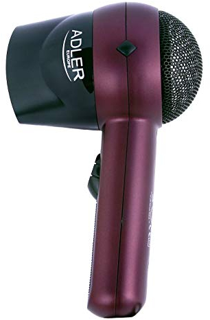 Adler secador de Pelo de Viaje, Pequeño, Compacto y Ligero, Motor 1400W, 2 Velocidades, Silencioso, Granate, AD 2247