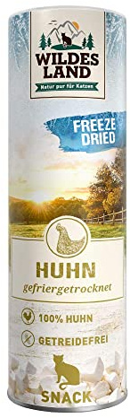 WILDES LAND – Freeze Dried Huhn | Gefriergetrockneter Snack mit natürlichen Zutaten und 100% Huhn für ausgewachsene Katzen. Getreidefreier Snack in schonender Gefriertrocknung ohne Zusatzstoffe im