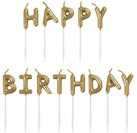 Unique Party 19995 - Gold Happy Birthday Letter Pick Birthday Candles, Set of 13