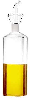 HAIZEEN 480ml dispensadora de Aceite de Oliva de Vidrio Transparente - vinagrera de Aceite y vinagre con Verter sin Goteo y sin Necesidad del Embudo - Decantador de Aceite de Oliva para Cocina y BBQ