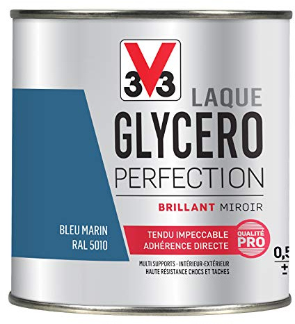 V33 Peinture Laque Glycéro Brillant Bleu Marin 0,5L
