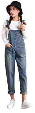 Lazutom Donne Casual Baggy Loose Denim Salopette Salopette Tuta Blu 48