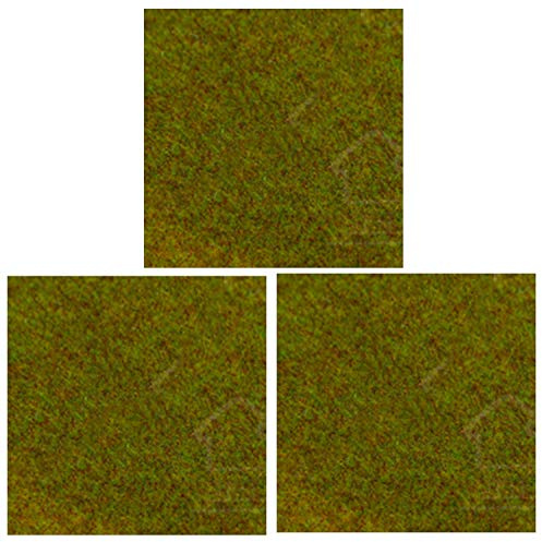 OrgMemory Modellbau Grasmatte, (3pcs, 50x50cm), Modell Train Landschaft für Modell Landschaft (Olivgrün)
