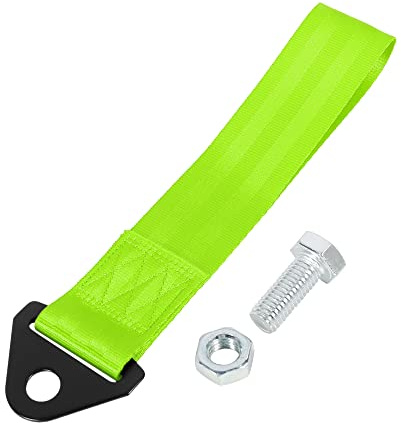 X AUTOHAUX Fluorescent Green Auto Car Tow Towing Hook Bumper Trailer Belt Strap