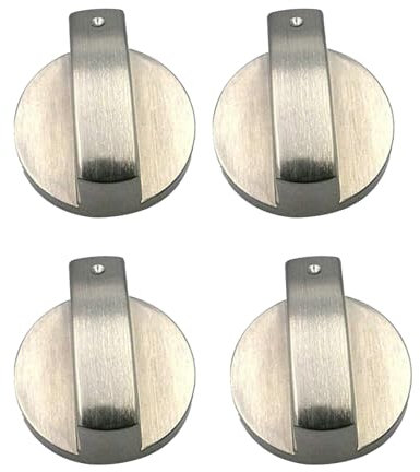 xutong - 4 Stück Metallknöpfe silber für Gasherd, Backofen oder Herd - Durchmesser Befestigungsloch 6mm