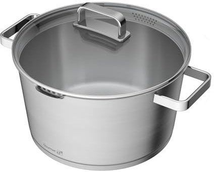 Topf G21 Gourmet Magic mit Sieb 28 cm mit Deckel aus Edelstahl