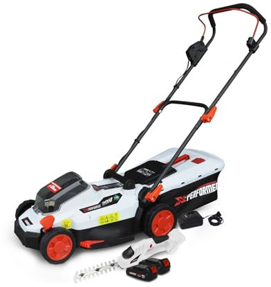 X-performer Tondeuse à Gazon et Cisaille de Jardin sur Batterie XPTDE3320LI / XPCSTH20LI - 2 Batteries 2Ah et Chargeur