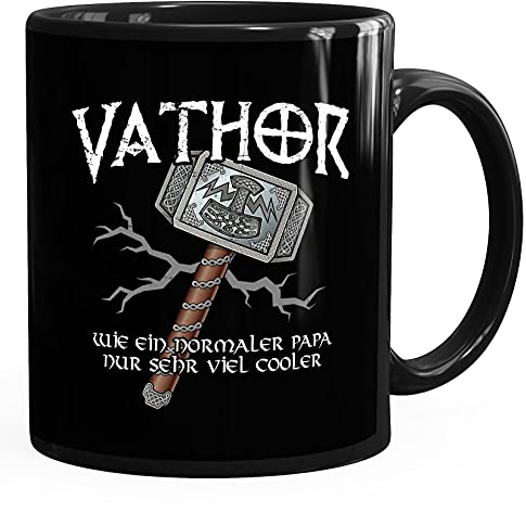 MoonWorks® Kaffee-Tasse cooler Papa Vathor Spruch lustig Thor Parodie Geschenk Papa Vatertag schwarz Keramik-Tasse
