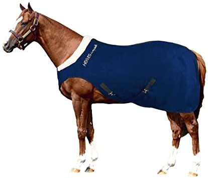 Horses, Pferdedecke Fleece Cosy Walk, Hervorragend Verarbeitete Decke, Nützlich zum Schutz des Pferdes vor Temperaturschwankungen, Regen und Insekten (Blau, 135 cm)