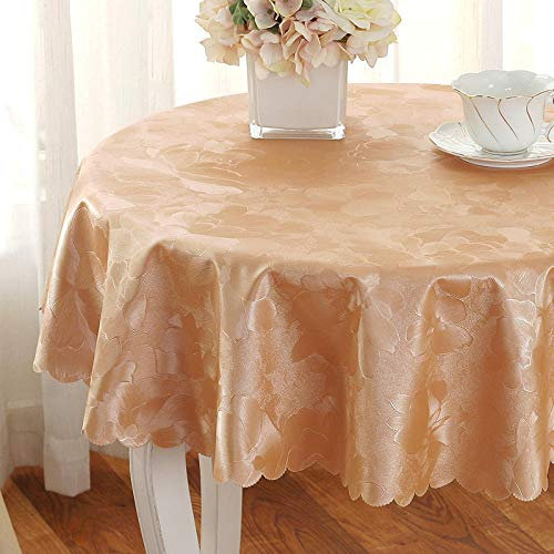 Qkoimpnrd Tisch Decke aus Premium Rechteckige Home Pu Tischabdeckung Gartentischdecke für Gastronomie Feste Party Hochzeiten Gelb 200cm Runder Durchmesser
