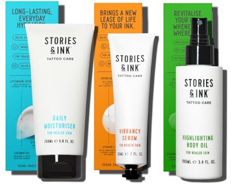 Stories & Ink Tattoo Aftercare | Das Originals Pack für alle Hauttypen, spendet Feuchtigkeit, hebt und definiert Ihre Tinte, frei von Parabenen und veganfreundlich