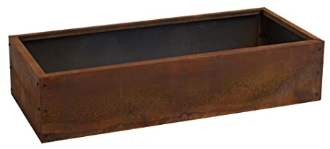 ESTEXO Beeteinfassung Beetumrandung Edelrost Hochbeet Rost Cortenstahl Umrandung Rahmen Pflanzbeet Pflanzkasten Blumenkasten (115x50x25 cm)