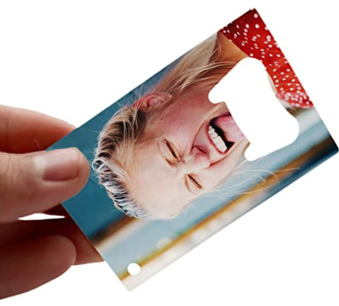 Personalised Credit Card Size Bottle Opener Metal Stainless Steel Any Photo Any Text