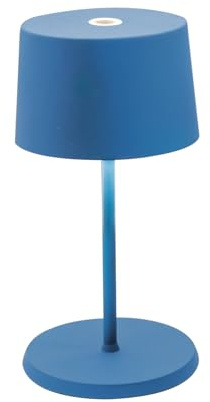 Zafferano, Olivia Mini Lampe, Tragbare und Wiederaufladbare Tischlampe mit Touch Control, Geeignet für Wohnzimmer und Außenbereich, Dimmer, 2700-3000 K, Höhe 22 cm, Farbe Capri Blau