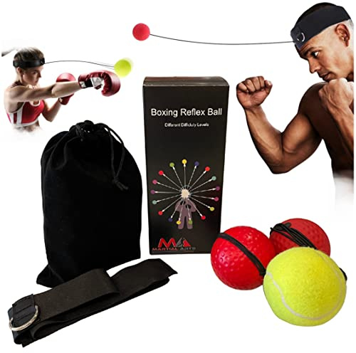 Fascia per palle da boxe, attrezzatura da allenamento per arti marziali miste, migliora la velocità, la precisione e la coordinazione occhio-mano (3 livelli di difficoltà, 3 palline)
