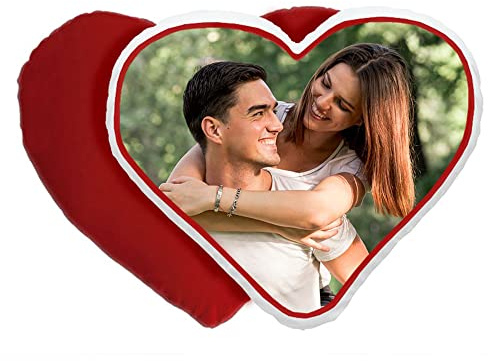 Genérico Cojín Corazón Personalizado con Foto y/o Texto Relleno Incluido Regalo San Valentin