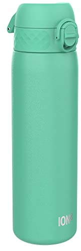 ION8 Leicht Stahl-Trinkflasche, 600 ml, Nicht IsoliertAuslaufsicher, Einhandöffnung, Sichere Verriegelung, Spülmaschinenfest, Klappdeckel, Tragegriff, Leicht zu Reinigen, Petrol