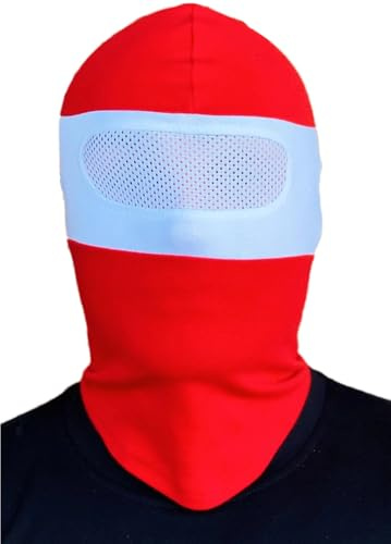 PGWEAR Sturmhaube NET mit durchsehbarem Netz im Augenbereich in Rot Weiß gestreift I Maske Balaclava I Ultras Hooligans