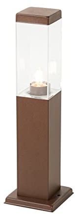 Qazqa Modern außen Pollerleuchte, Wegeleuchte, Pollerlampe für den Garten - Malios - Rostbraun, Landhausstil, max. 60W, Geeignet für LED, 45cm, IP44, Rechteckig