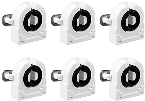 QUARKZMAN 2A T8 LED Tubo Zócalo x 6uds Sin Derivación Solo Cabezal Fluorescente Lámpara Soporte G13 Base Luz Zócalo para LED Fluorescente Tubo Reemplazos, [Blanco]