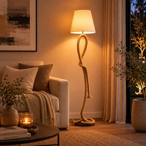 Lightbox Standleuchte 1-flammig, natur/weiß, E27 | Stehlampe fürs Wohnzimmer, Schlafzimmer und Esszimmer, schlichte, zeitlose Leuchte fürs Zuhause