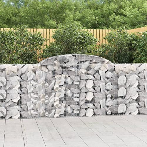 GuyAna Gabionen mit Hochbogen 2 STK. 300x30x100/120cm Verzinktes Eisen GabionenköRbe WasserzapfsäUle Garten Gabionen Zaun Gabionensteine