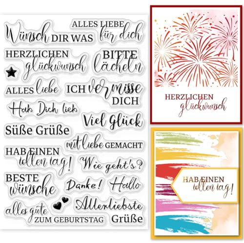 GLOBLELAND Ausgefallene Handschrift Sprüche Deutsche Transparente Stempel Für DIY Scrapbooking Deutsches Segenswort Silikon Klare Stempel Silikonstempel Siegel Für Karten Tagebuch