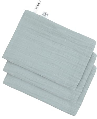 LÄSSIG Bébé Mousseline Gant de toilette Set 3 pcs/Muslin Wash Glove Set 3 pcs powder blue