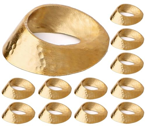 ALPHA Living HOME Metal Napkin Rings Set of 12 - Gold Mobius Design for Table Decor, Elegant Napkin Holders for Dinner, Wedding, Party, Holiday, Thanksgiving, Christmas & Everyday Use