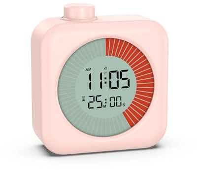 OQIMAX 60 Minuten Visueller Timer, 3 in 1 Wecker mit Timer und Alarmfunktion, Pomodoro Timer für Kinder, Zuhause, Küche, Badezimmer, Toilette, Schule (Rosa)