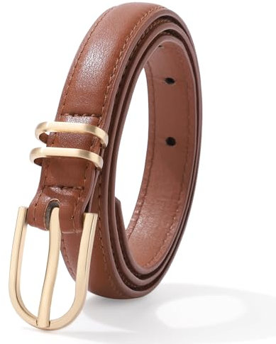 WELROG PU barnbälte pojkar och flickor – bälte barn med gyllene spänne barnbälte flickor bredd 1,8 cm bälte pojkar 12 år, BRUN, M【Fit Waist：20in-28in(51cm-72cm)】