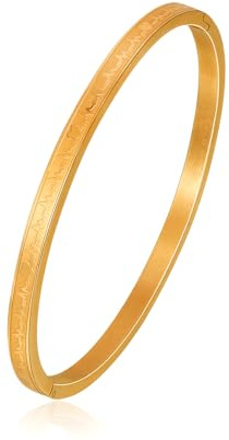 MILAKOO Damen Edelstahl Armreif 4mm Breite Dünn Oval Bangle Frauen Stapelbar Manschette Armband Freundschaft Armbänder für Party Hochzeit Geburtstag Gold