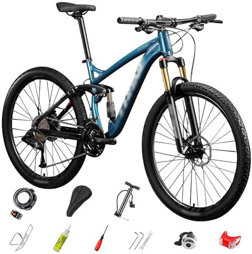 27.5 Zoll Mountainbike mit Aluminiumrahmen, 27 Gang, Leichtgewichts-MTB Mountainbike, Höhenverstellbar Softail-Mountainbike, Aluminium Rennrad für Mädchen Jungen Herren und Damen D-27.5,30-Speed
