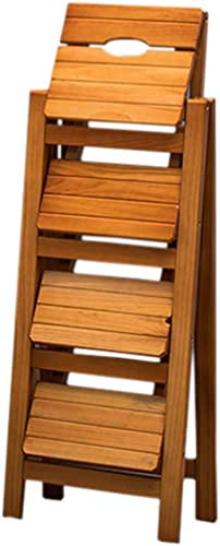 Tragbarer 4-stufiger Klappleiter aus Holz mit Ablage, multifunktionaler Tritthocker für Bibliothek, Küche und Büro