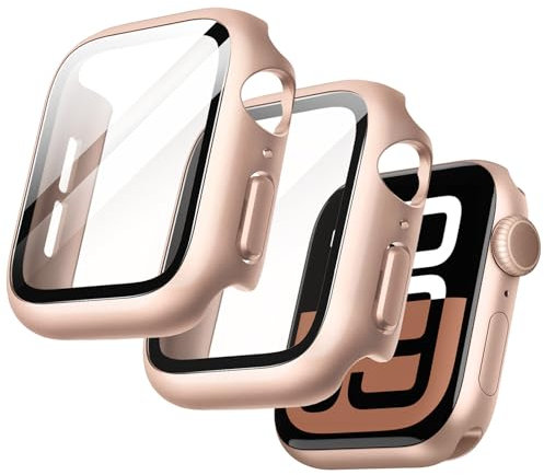 JETech Case with Screen Protector for Apple Watch Series 10 42mm, Overall Protective Cover, Built-in Tempered Glass Film High Sensitivity, 2 Pack (Rose Gold)