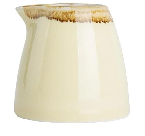 Olympia Kiln Sandstone Porcelain Milk Jug 96ml (Pack of 6), 96 ml | Vitrified ceramic resists chipping under heavy commercial use; features a spill-reducing non-skid base for stability.